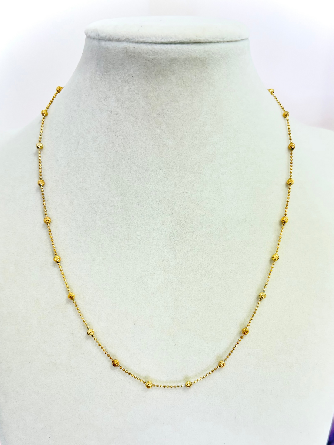 Beaded Chain Necklace — 925 Sterling Silver Plated in Gold