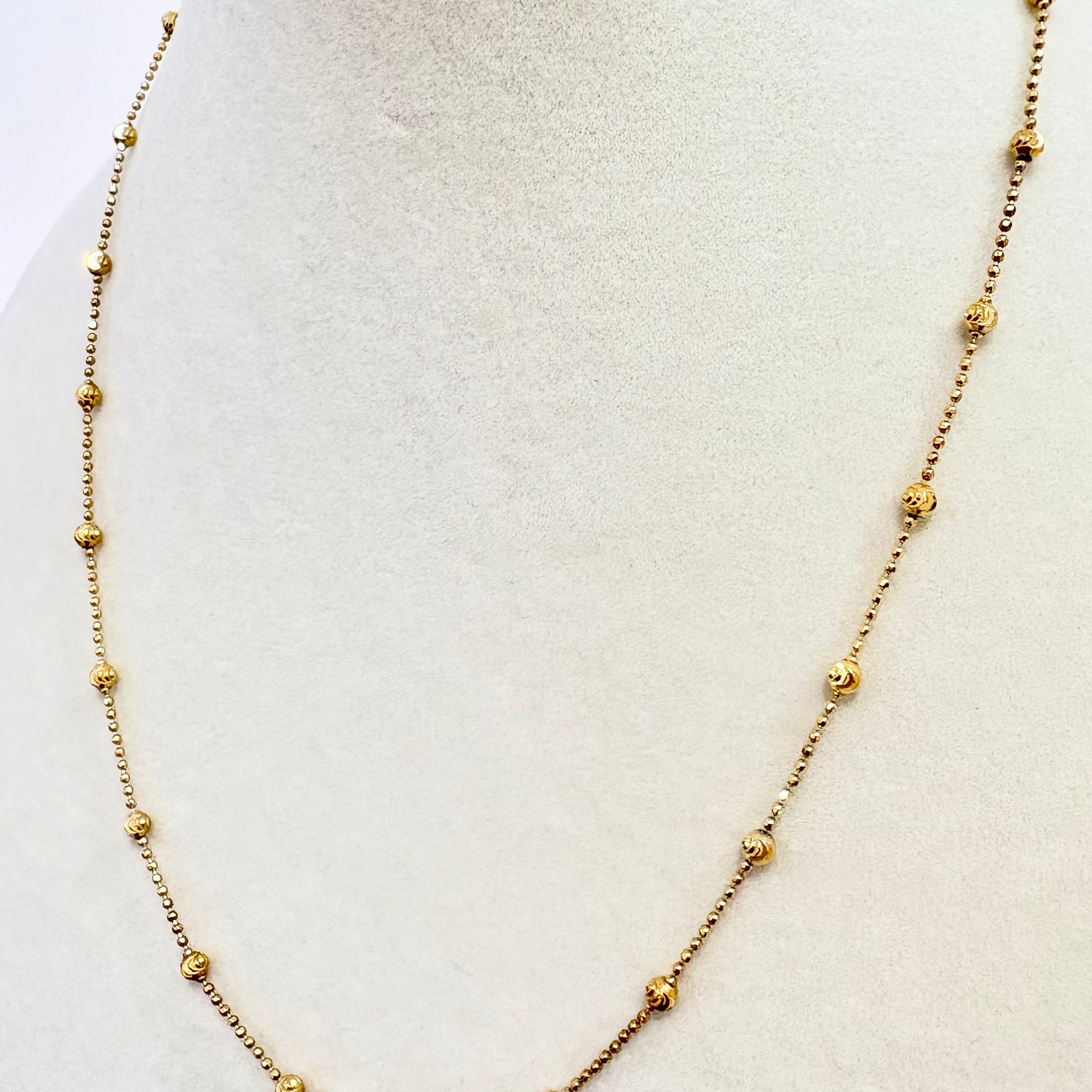 Beaded Chain Necklace — 925 Sterling Silver Plated in Gold