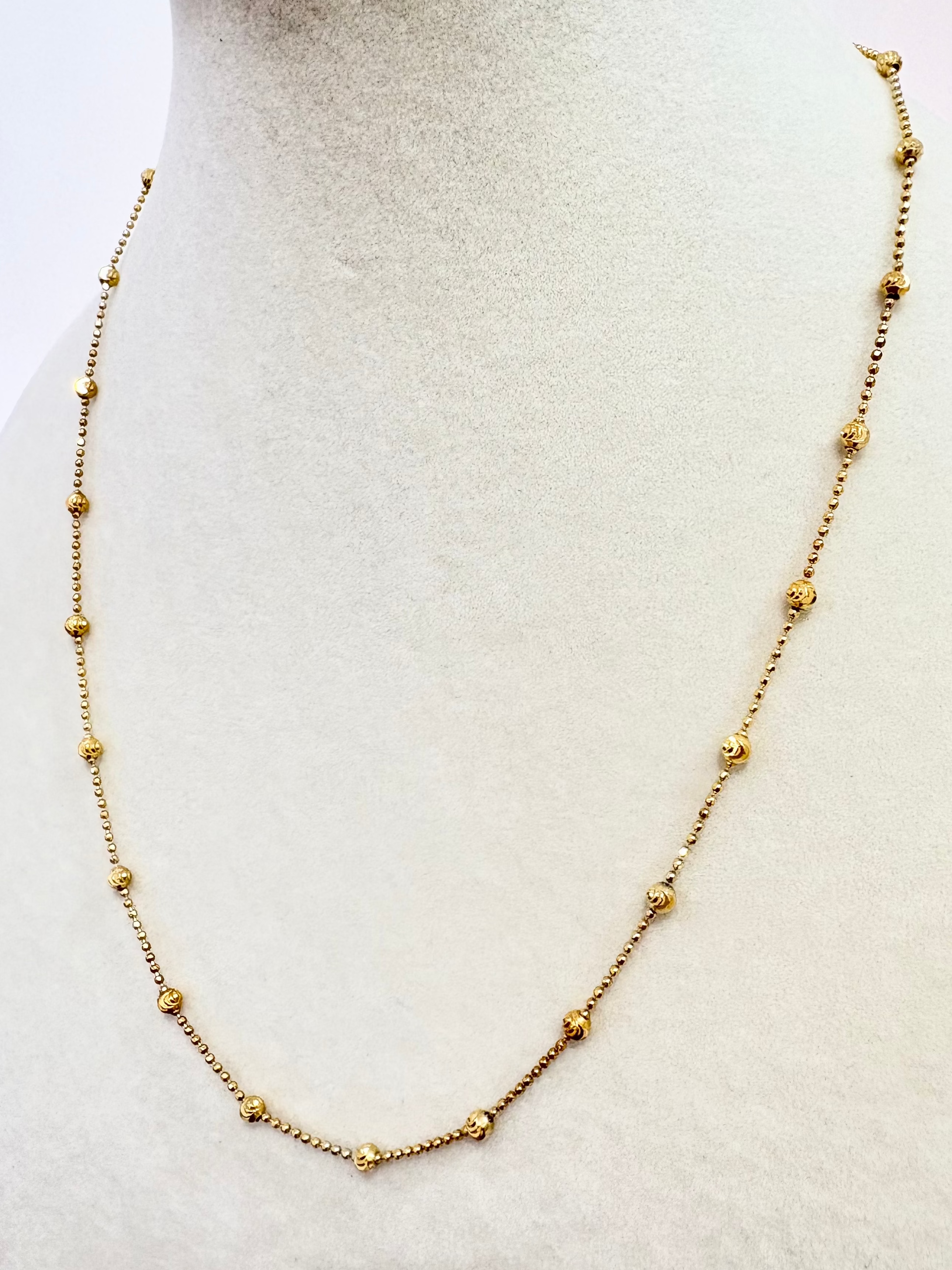 Beaded Chain Necklace — 925 Sterling Silver Plated in Gold