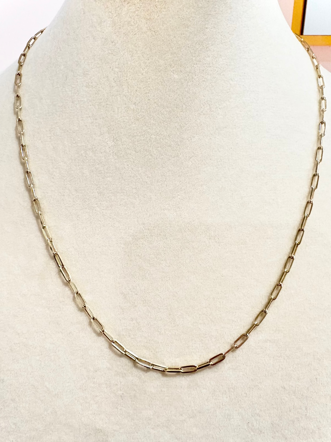 Paper Clip Chain Necklace — 925 Sterling Silver Plated in Gold