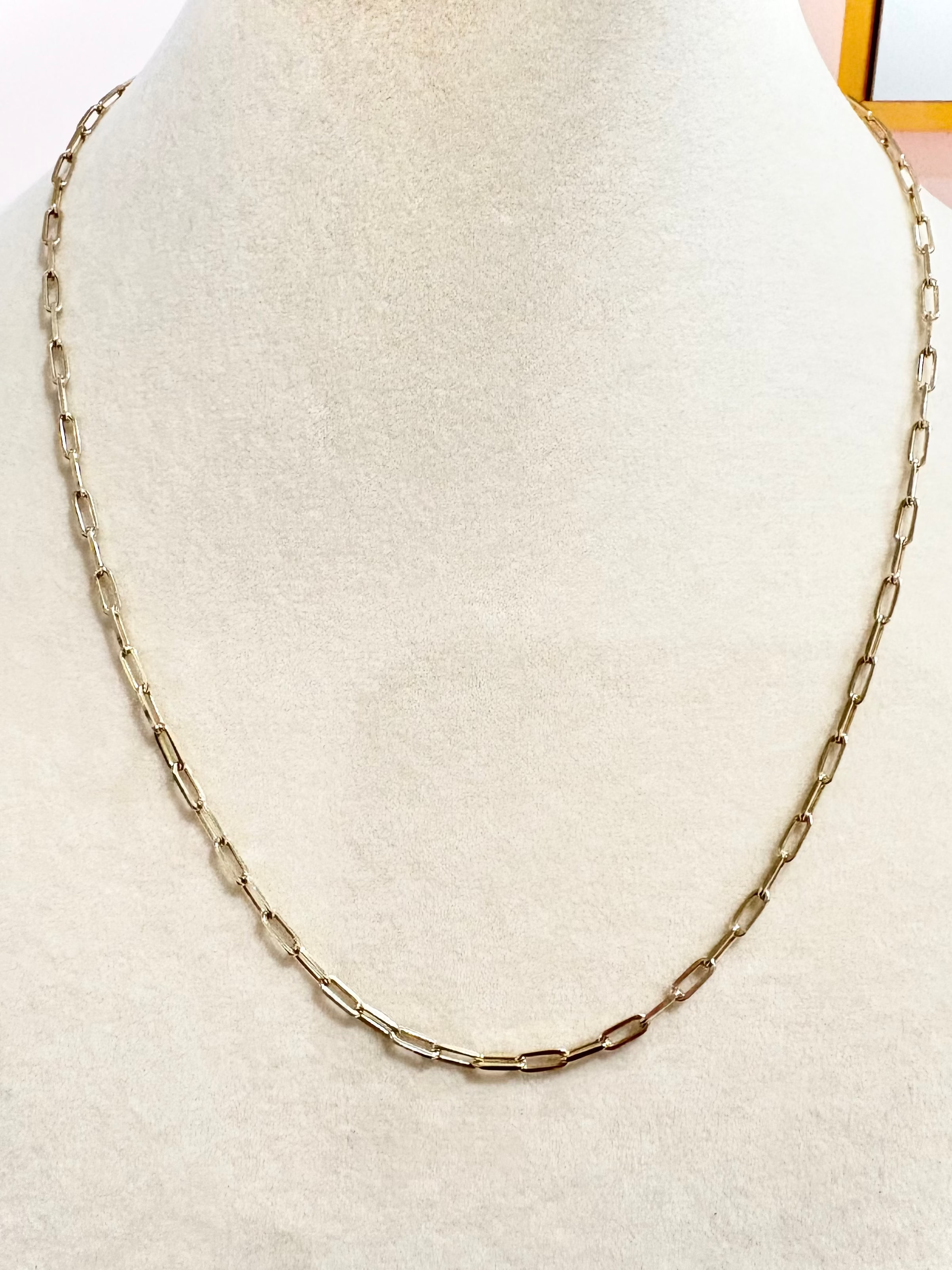 Paper Clip Chain Necklace — 925 Sterling Silver Plated in Gold