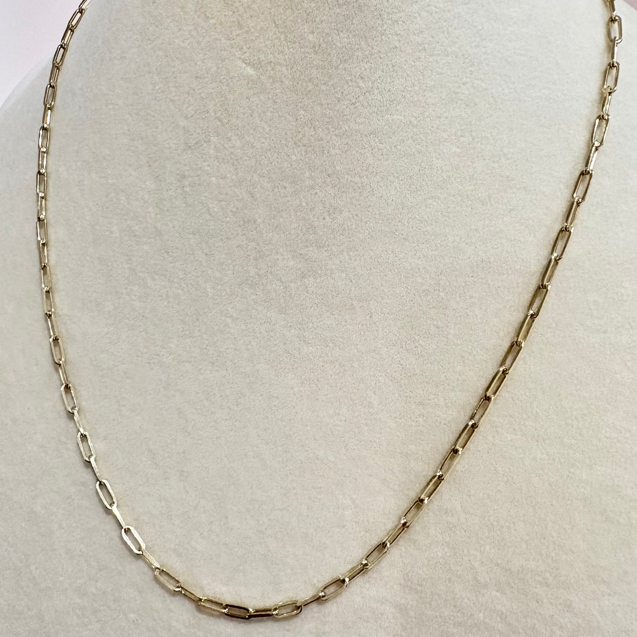 Paper Clip Chain Necklace — 925 Sterling Silver Plated in Gold