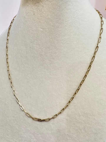 Paper Clip Chain Necklace — 925 Sterling Silver Plated in Gold