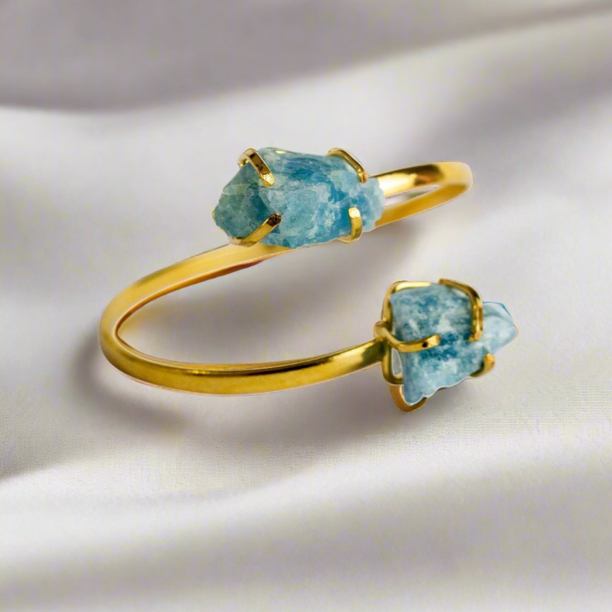 Aquamarine Open Bangle Bracelet