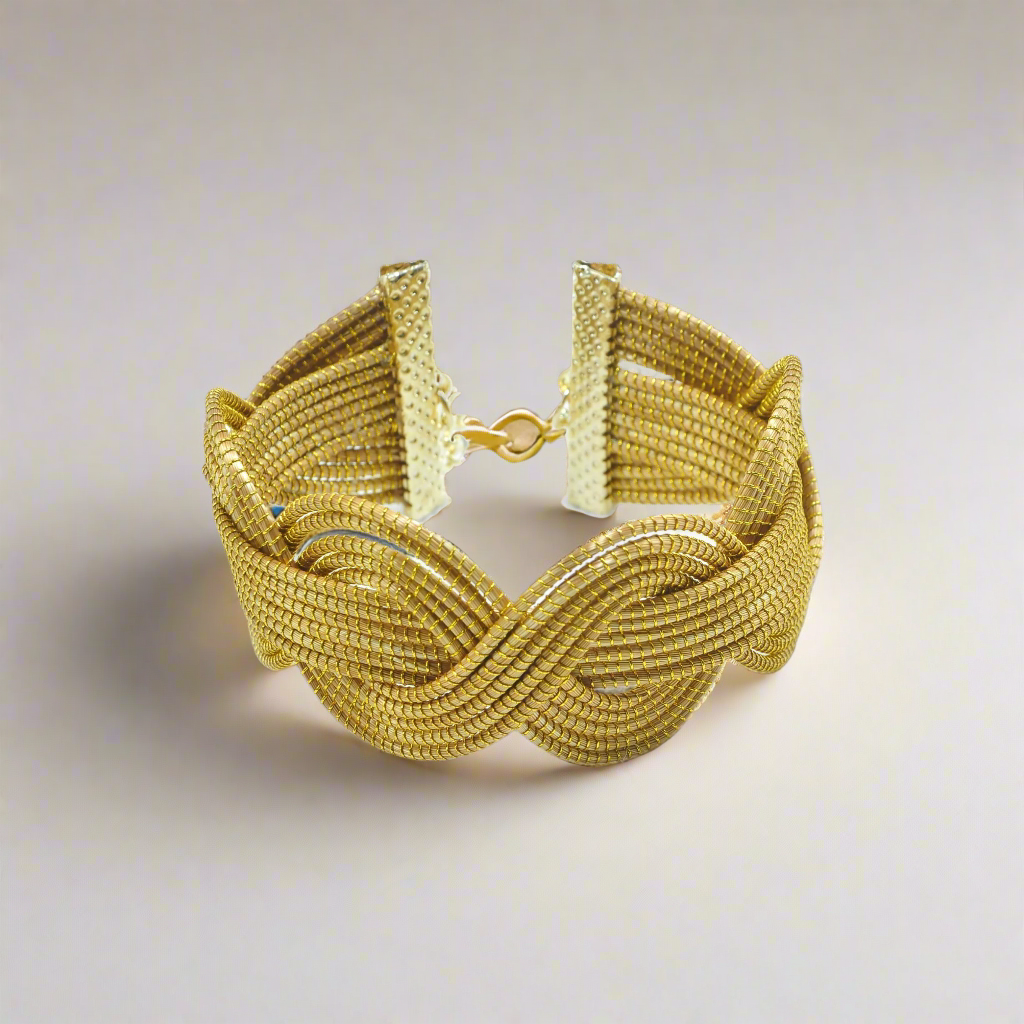 Waves Cuff Bracelet - Golden Grass Design