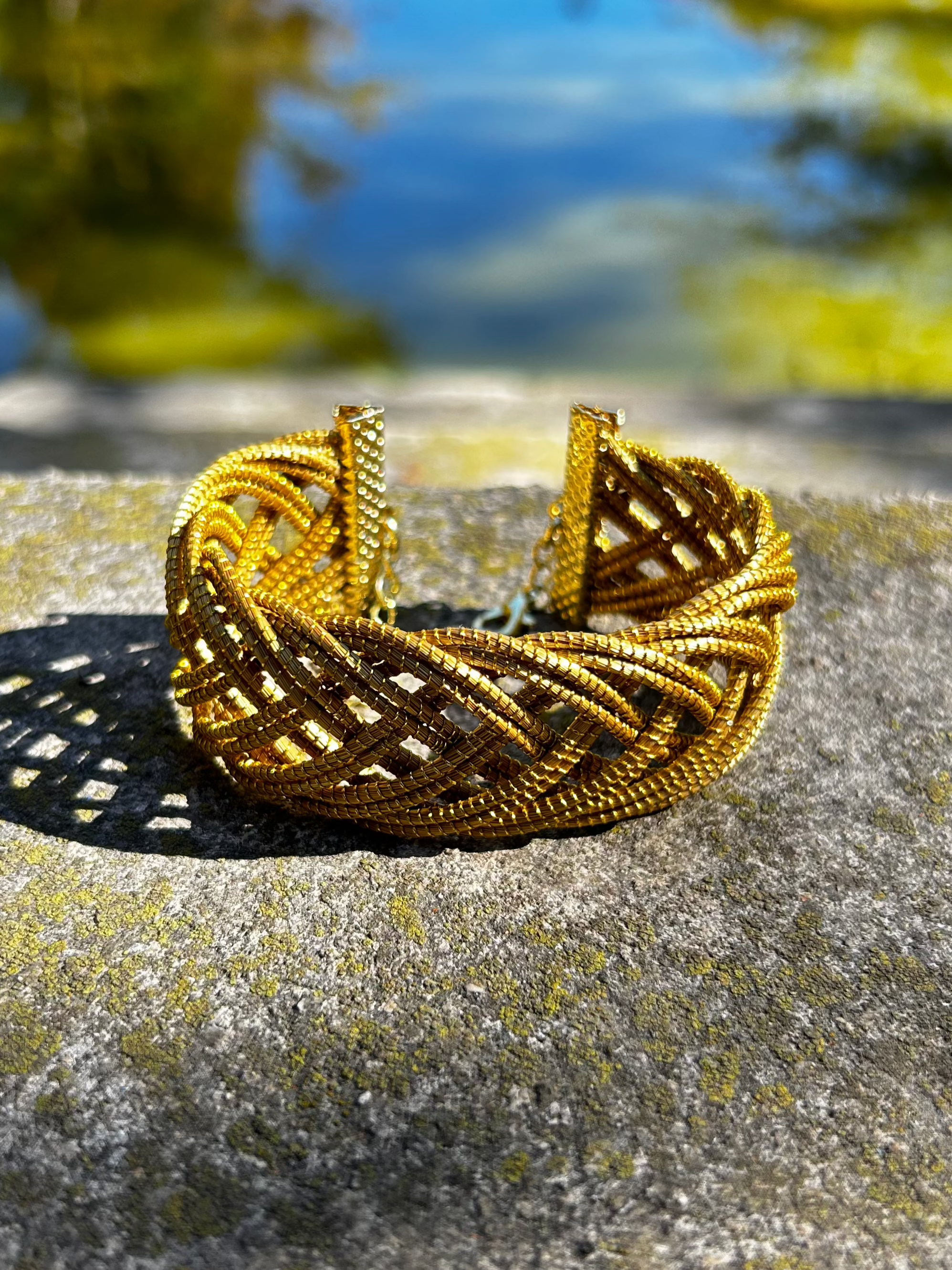 Essencia Bracelet Cuff - Golden Grass Design