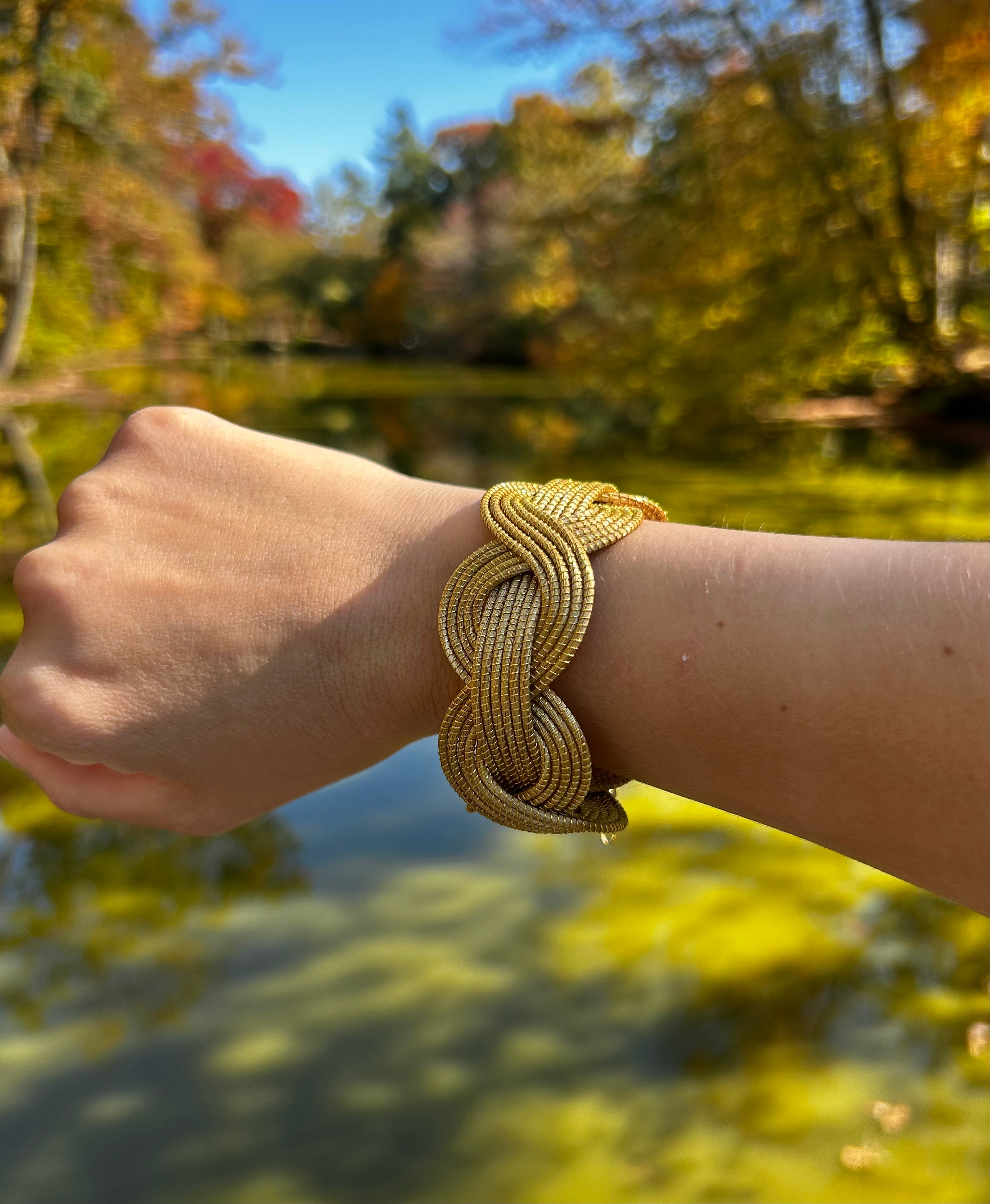 Waves Cuff Bracelet - Golden Grass Design