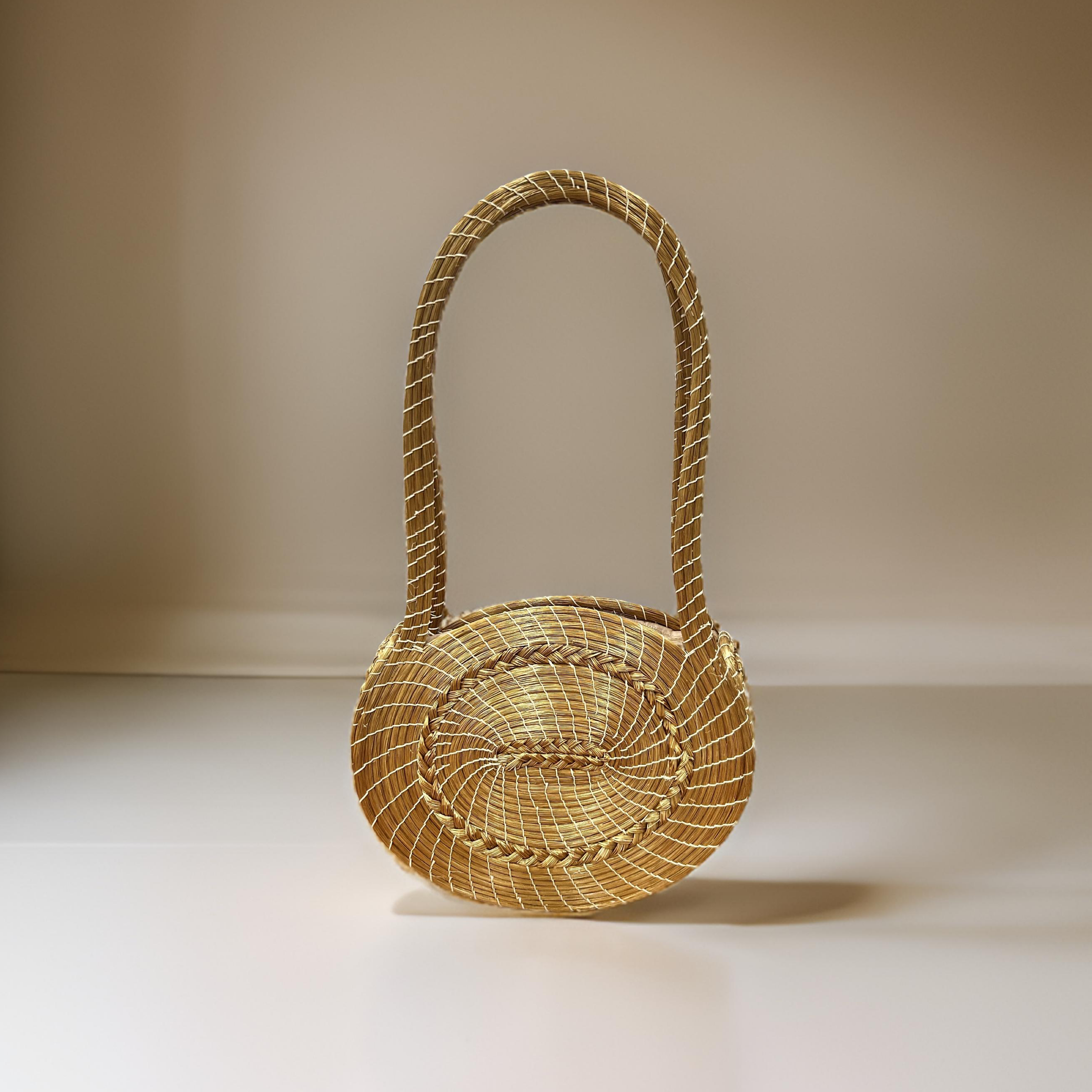 Round Golden Grass Bag