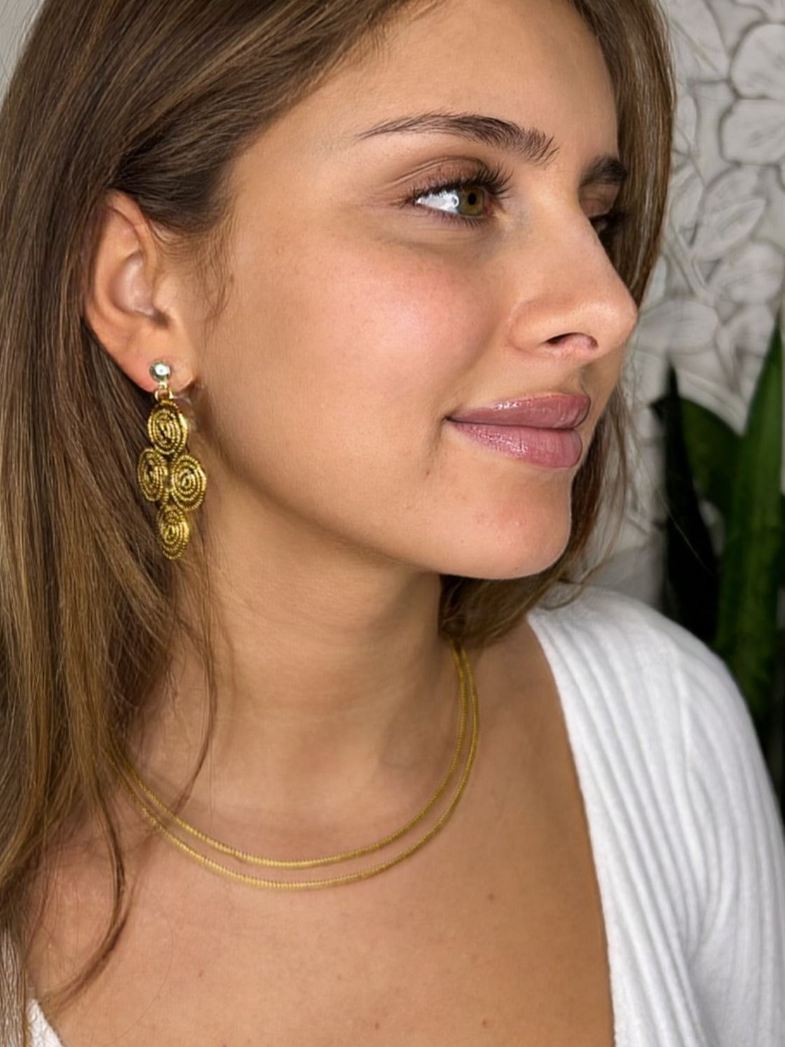 Golden Grass Double Choker Necklace — Handwoven Golden Grass with 18K Gold Plated Accents
