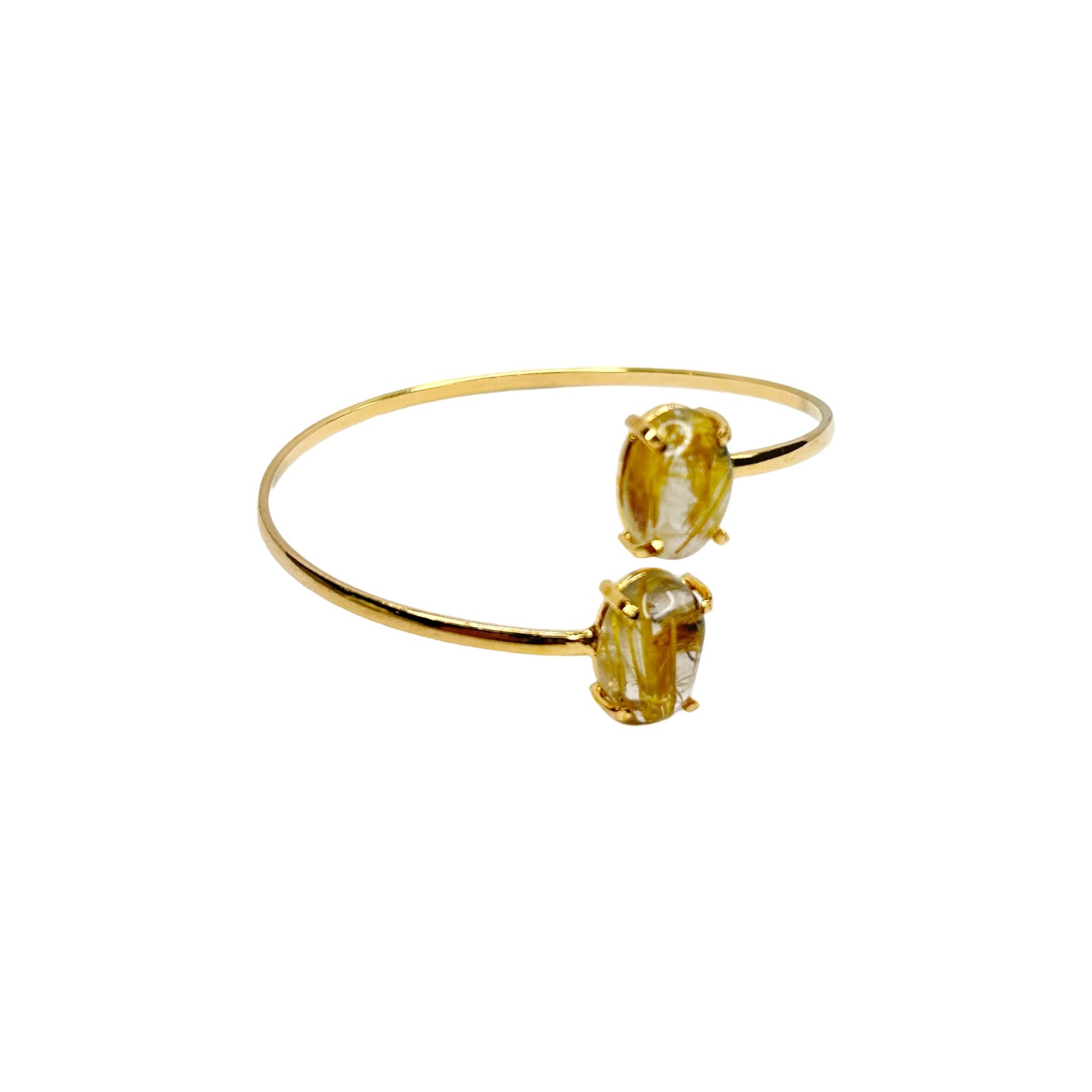 Dual Rutilated Quartz Open Bangle