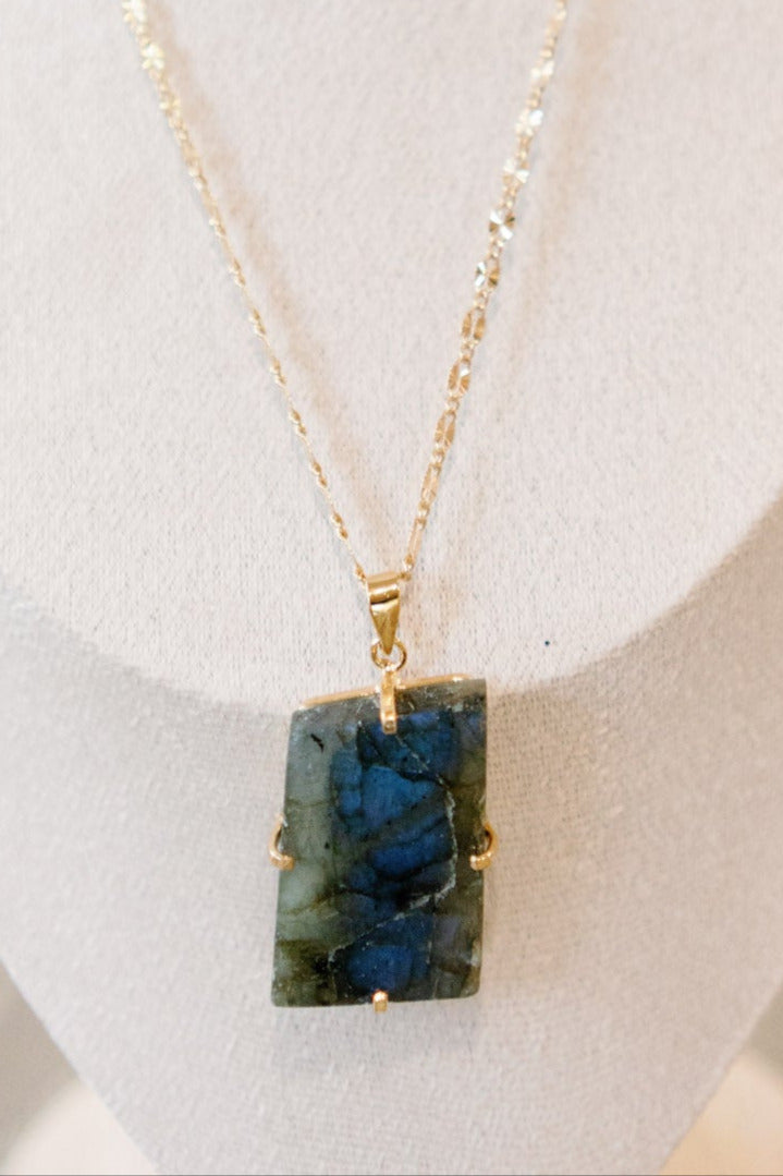 Labradorite Pendant — Natural Freeform Shape, Genuine Gemstone with 18K Gold Plated Bail