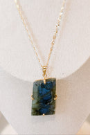 Labradorite Pendant — Natural Freeform Shape, Genuine Gemstone with 18K Gold Plated Bail