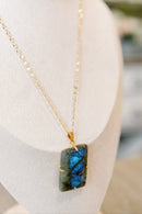 Labradorite Pendant — Natural Freeform Shape, Genuine Gemstone with 18K Gold Plated Bail