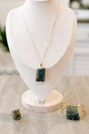 Labradorite Statement Ring — Genuine Natural Stone, 18K Gold Plated, Adjustable Band