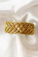Essência Golden Grass Cuff Bracelet — Handwoven in Brazil with 18K Gold Plated Accents