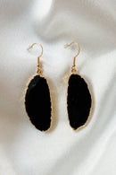 Agate Slice Dangle Earrings — Genuine Natural Stone with 18K Gold Plated Posts & Hand-Painted Edges