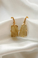 Genuine Citrine Dangle Earrings — Natural Faceted Gemstones with 18K Gold Plated Hooks