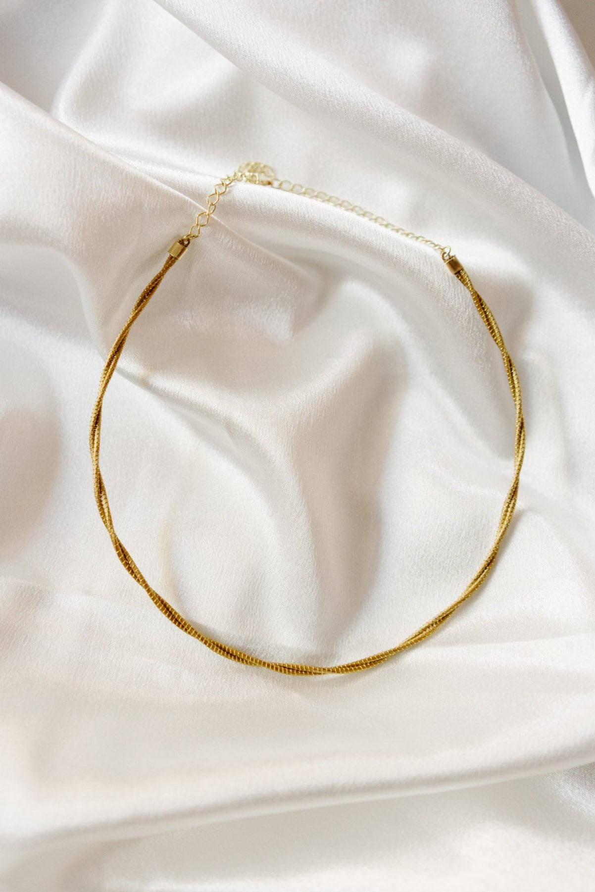 Twist Choker Necklace — Handwoven Golden Grass Design with 18K Gold Plated Accents