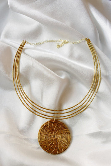 Unity Golden Grass Choker — Handwoven Capim Dourado Necklace with 18K Gold Plated Accents
