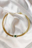 Golden Grass Choker with Natural Gemstones — Handwoven in Brazil with 18K Gold Plated Accents