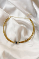 Golden Grass Choker with Natural Gemstones — Handwoven in Brazil with 18K Gold Plated Accents