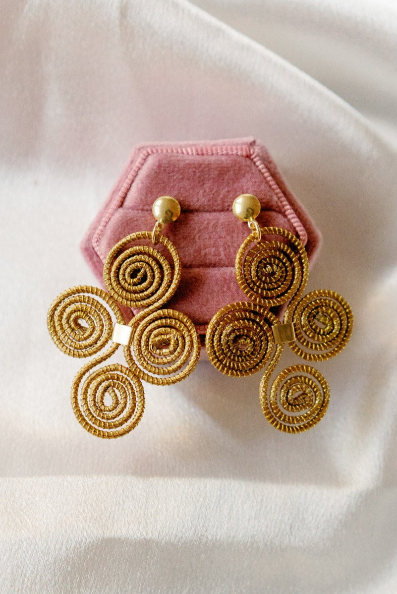 Beatriz Golden Grass Earrings — Handwoven Bestseller with 18K Gold Plated Accents