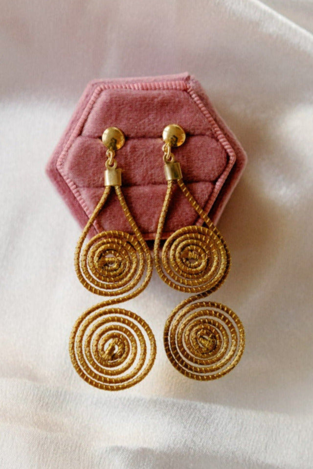 Aurora Golden Grass Earrings — Handwoven in Brazil with 18K Gold Plated Accents