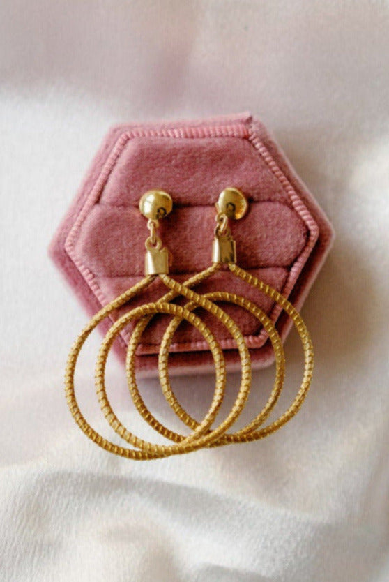 Golden Duet Golden Grass Earrings — Handwoven in Brazil with 18K Gold Plated Accents