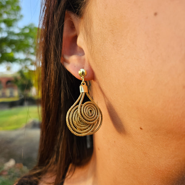 Lucia Earrings — Golden Grass Handwoven Elegance with 18K Gold Plated Finish