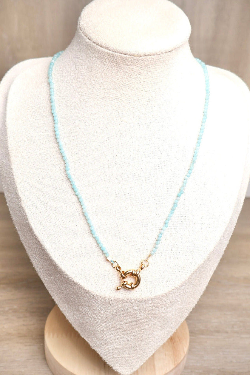 Crystal Bead Choker – Natural Gemstone 18K Gold Plated Latch