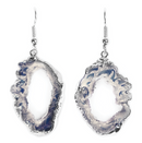 Geode Slice Hook Earrings – Silver-Plated, Hypoallergenic
