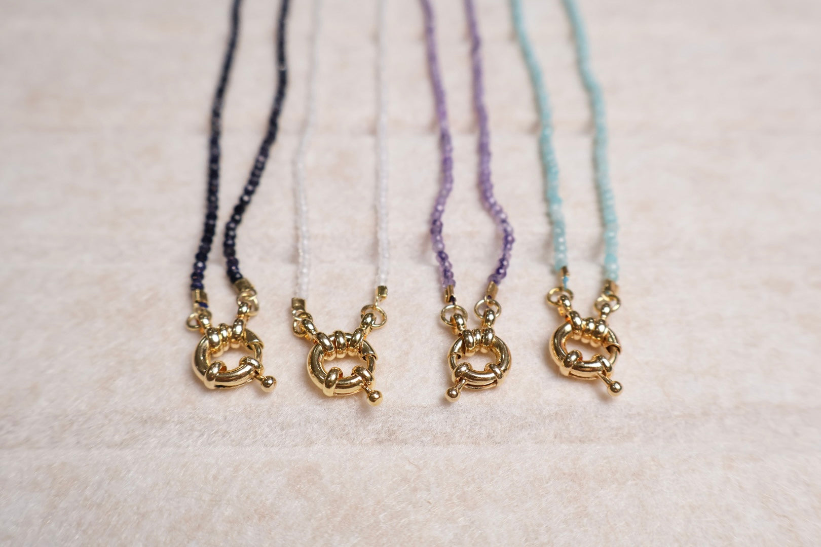 Crystal Bead Choker – Natural Gemstone 18K Gold Plated Latch