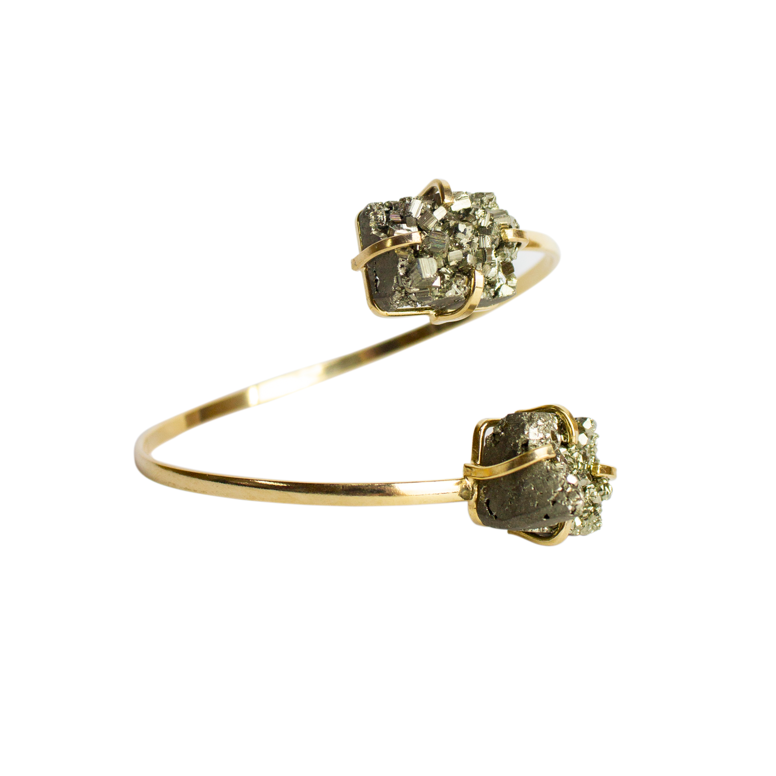 Dual Pyrite Open Bangle