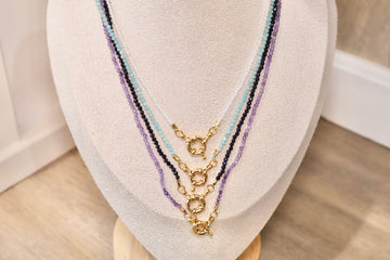 Crystal Bead Choker – Natural Gemstone 18K Gold Plated Latch