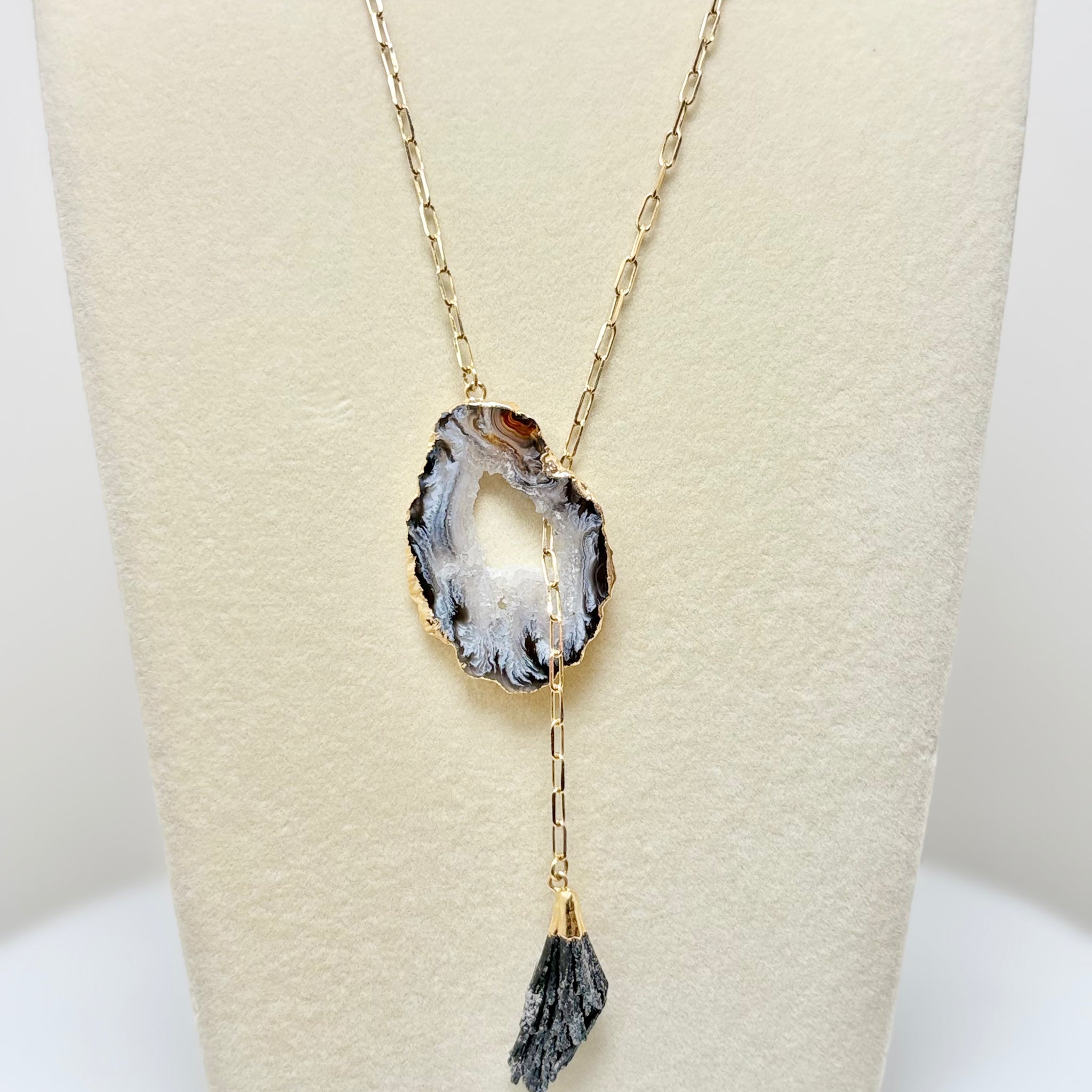 Black kyanite stone handcrafted Brazilian necklace by AquaBrasil