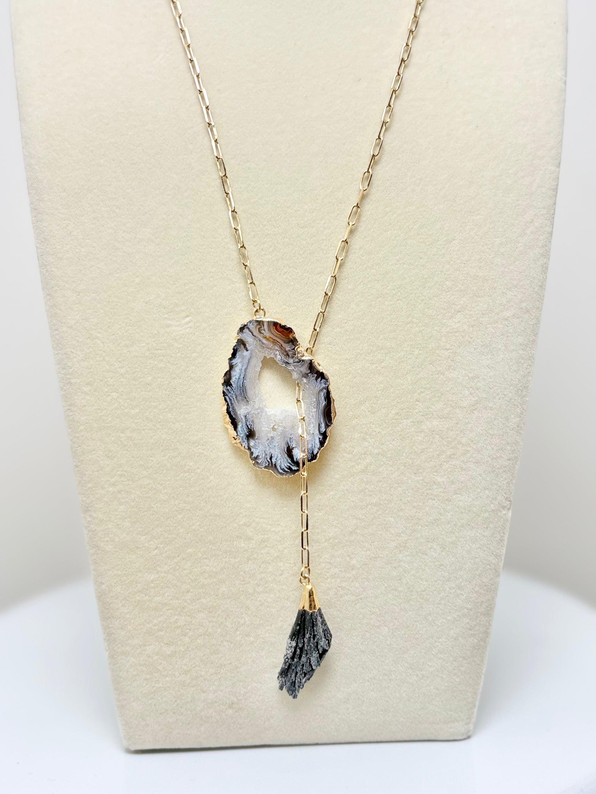 Black kyanite stone handcrafted Brazilian necklace by AquaBrasil