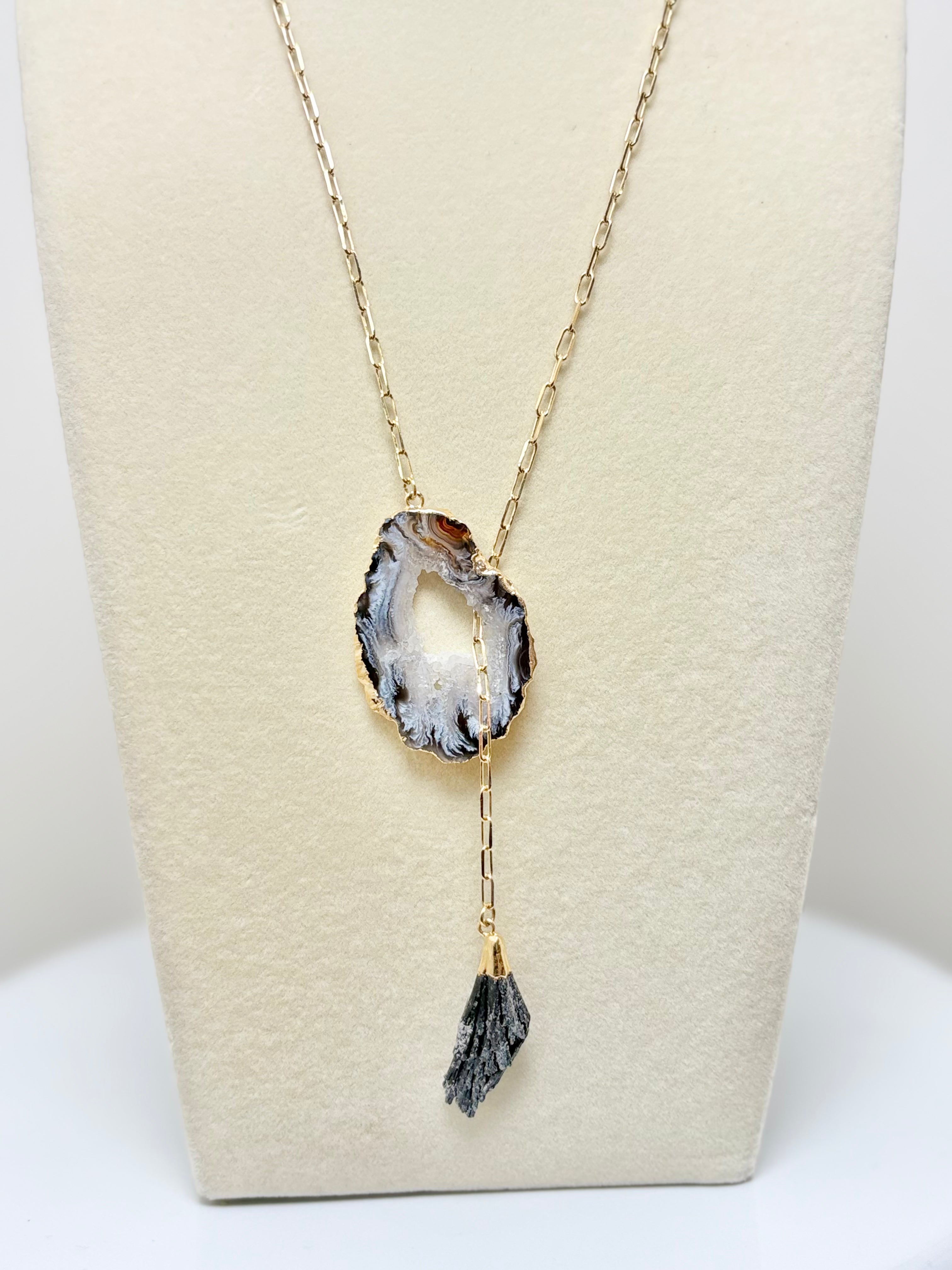 Black kyanite stone handcrafted Brazilian necklace by AquaBrasil