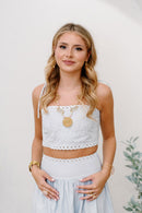 Mandala Waves Necklace — Handwoven Golden Grass with Rose Quartz & 18K Gold Plated Accents