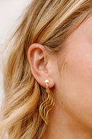 Maryella Golden Grass Earrings — Handwoven Wave Design with 18K Gold Plated Accents