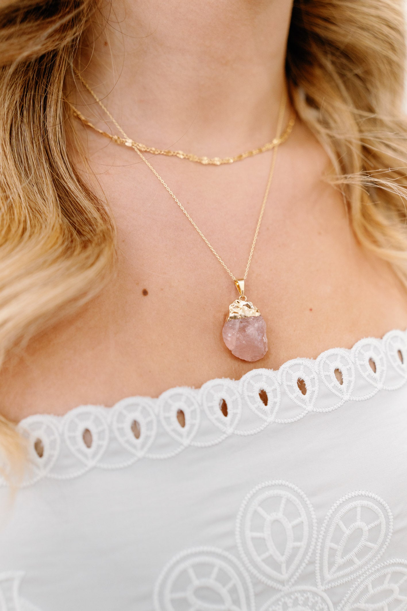 Raw Quartz Pendant — 18K Gold Plated Top, Natural & Unique Gemstone Necklace
