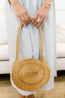 Isadora Bag — Round Handwoven Golden Grass Design