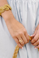 Genuine Brazilian Quartz Solitaire Ring — Freeform Faceted Stone, Adjustable 18K Gold Plated Band