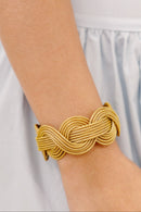 Waves Golden Grass Cuff Bracelet — Handwoven in Brazil with 18K Gold Plated Accents