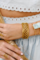 Essência Golden Grass Cuff Bracelet — Handwoven in Brazil with 18K Gold Plated Accents