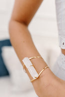Selenite Cuff Bracelet — Adjustable 18K Gold Plated Crystal Healing Jewelry, Hypoallergenic Luxury Accessory