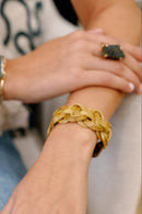 Eterna Golden Grass Cuff Bracelet — Handwoven in Brazil with 18K Gold Plated Accents