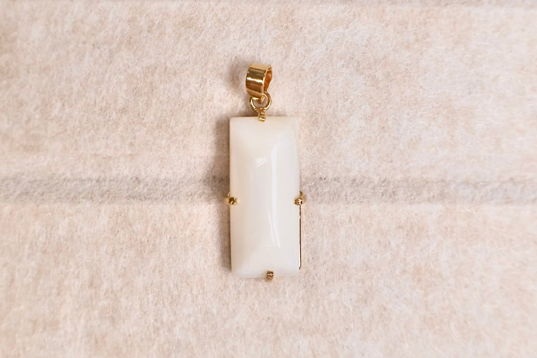 mother of pearl rectangular pendant set in 18k gold plated frame handcrafted by AquaBrasil jewelry