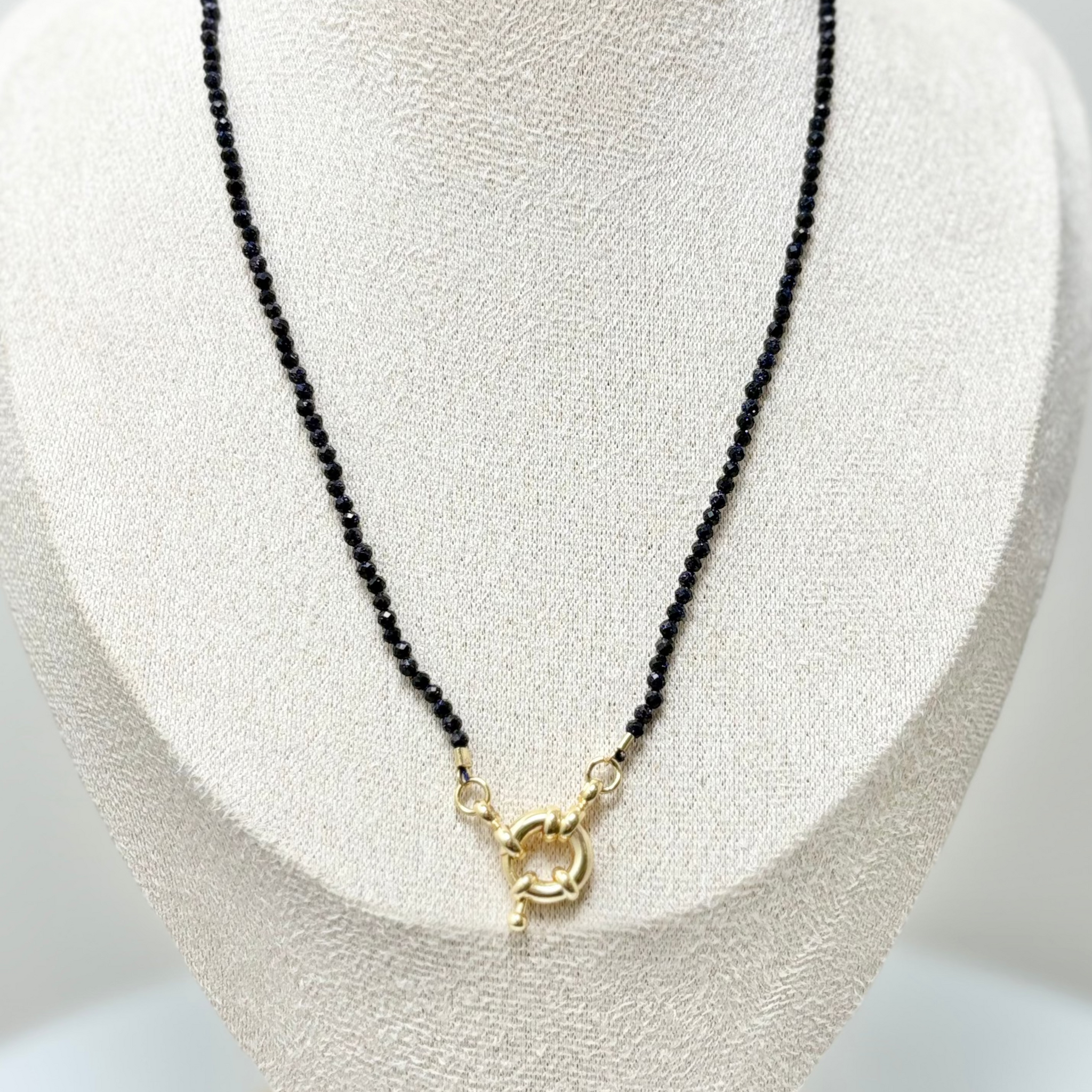 obsidian choker small natural stones with 18k gold plated latch handcrafted by AquaBrasil