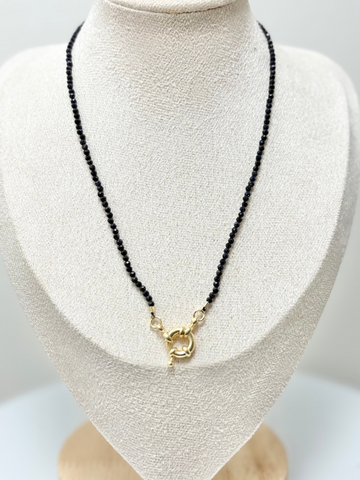 obsidian choker small natural stones with 18k gold plated latch handcrafted by AquaBrasil