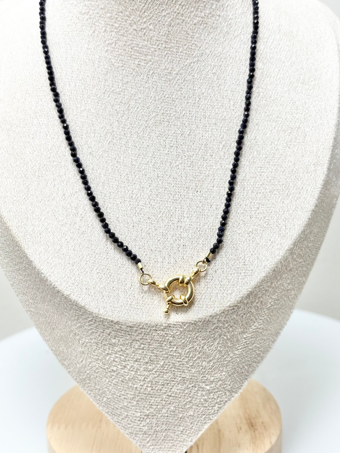 obsidian choker small natural stones with 18k gold plated latch handcrafted by AquaBrasil